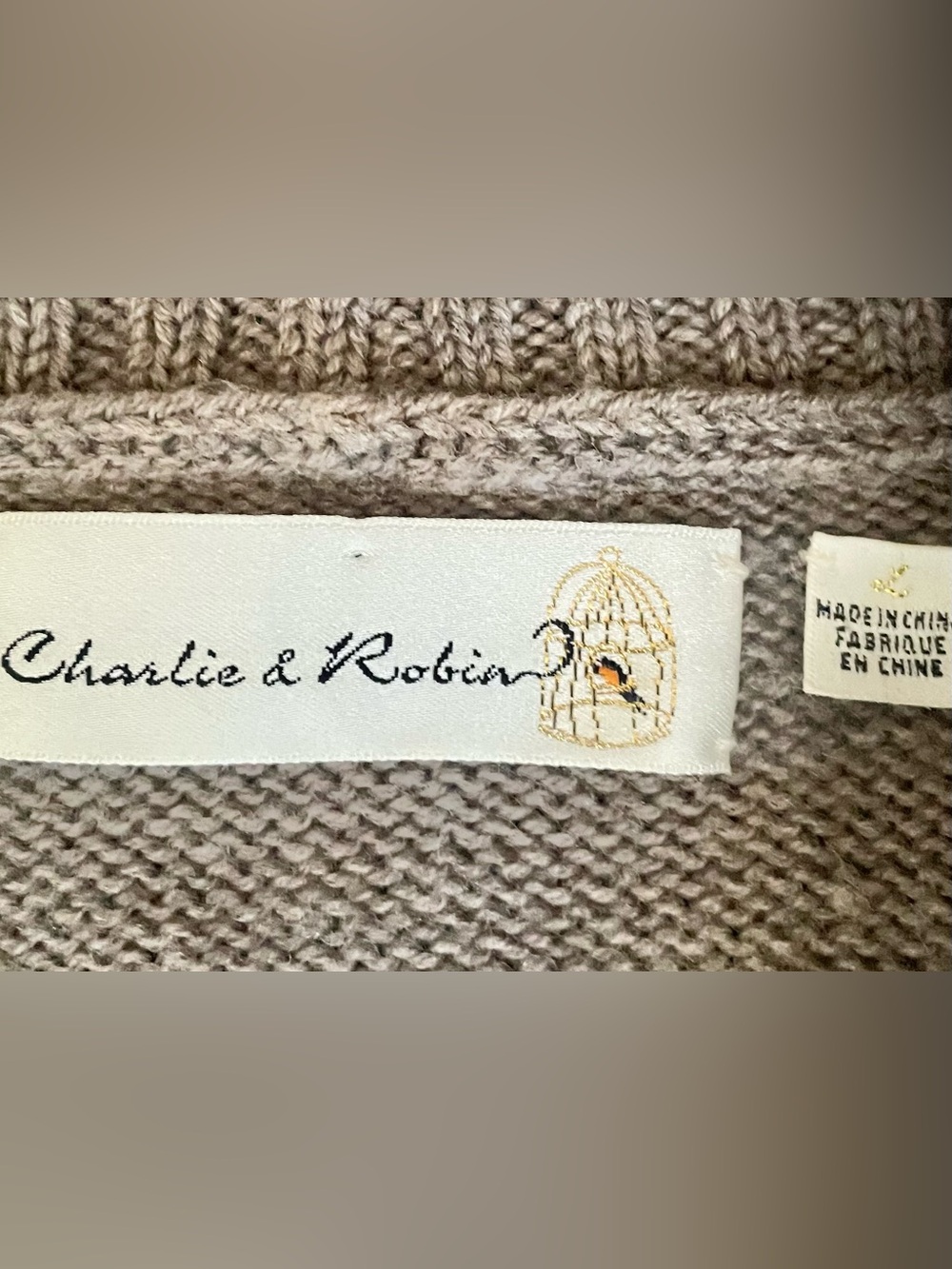 Vintage Anthropologie Charlie & Robin Shawl Collar Sweater with Flowers, Size L - Picture 5 of 11
